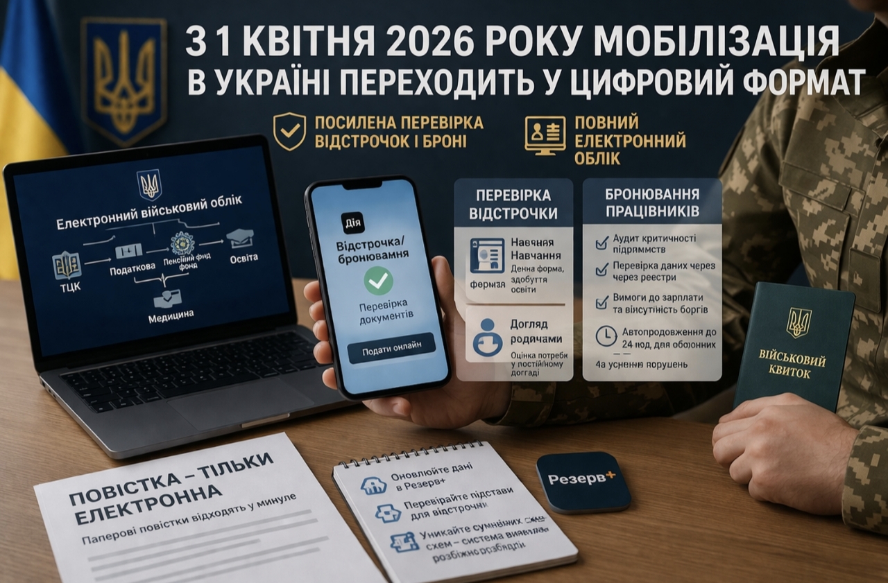 Нові правила мобілізації з квітня 2026: як тепер перевірятимуть відстрочки по догляду та навчанню і хто втратить бронь