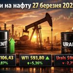 Ціни на нафту 27 березня 2026: скільки коштує Brent, WTI та Urals сьогодні