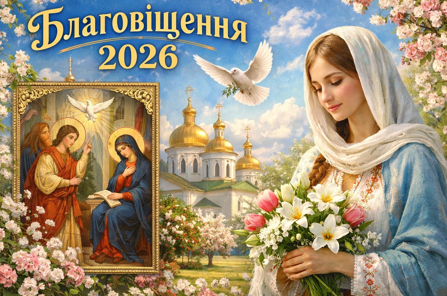 Благовіщення 7 квітня 2026: картинки, СМС, побажання прозою та листівки українською