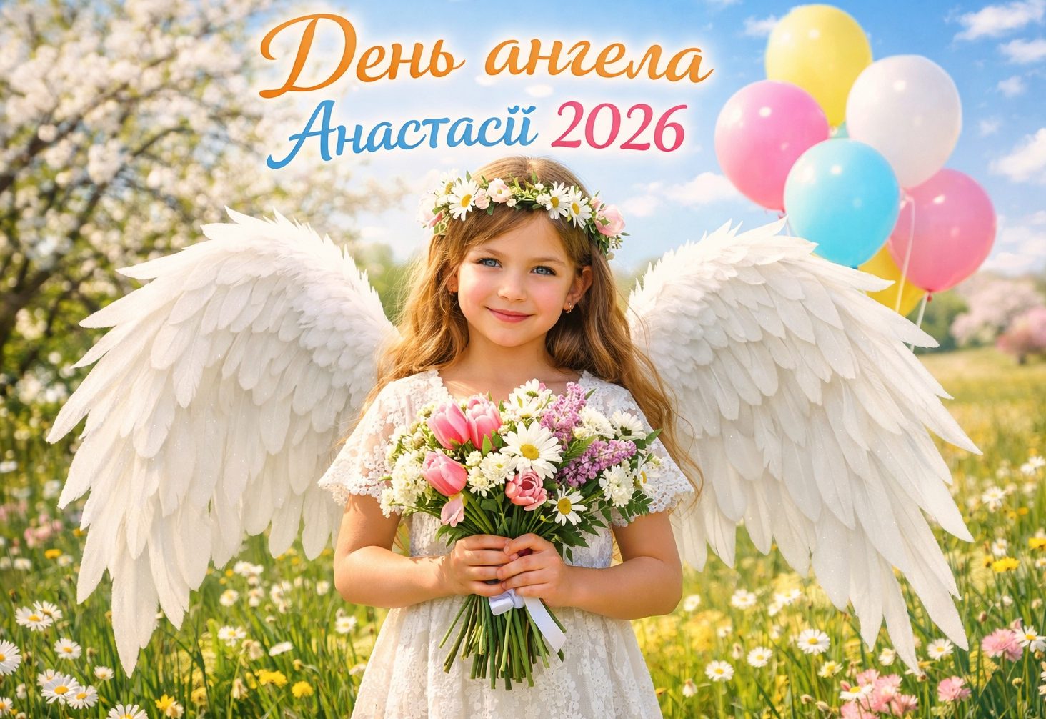 День ангела Анастасії 15 квітня 2026: картинки, СМС, побажання прозою та листівки українською
