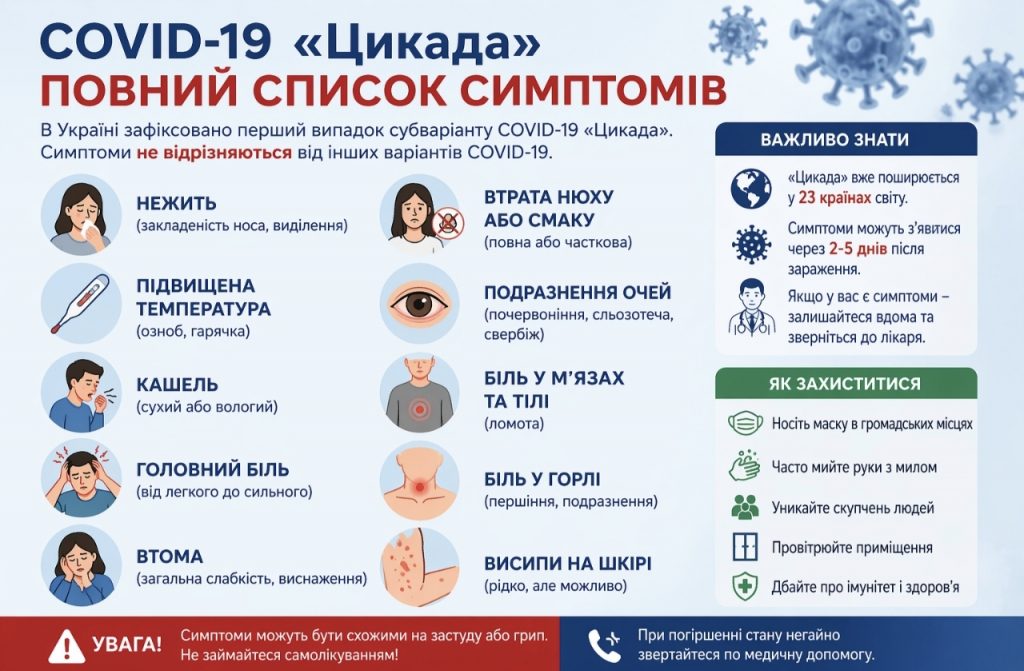 Як проявляється COVID-19 «Цикада»: повний список симптомів, на що звернути увагу та як не переплутати з грипом