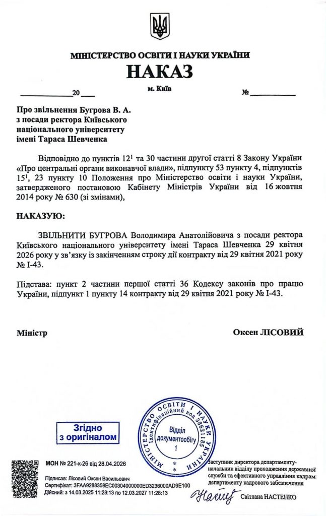 Чому звільнили Бугрова з КНУ — що стало причиною, коли це сталося та чи пов’язано з судом і скандалами