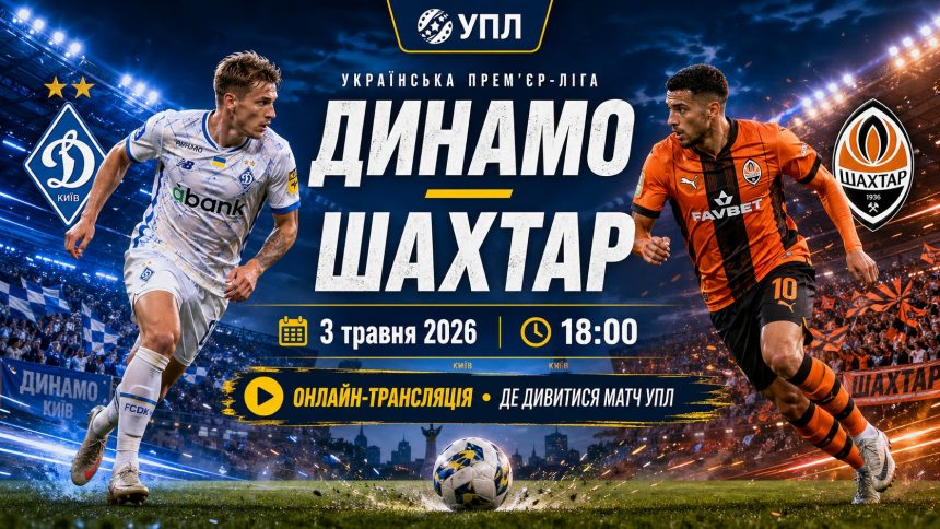 Динамо — Шахтар 3 травня 2026: онлайн-трансляція та де дивитися матч УПЛ