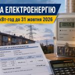 Тариф на електроенергію 2026: як зміниться та скільки платитимуть українці до 31 жовтня