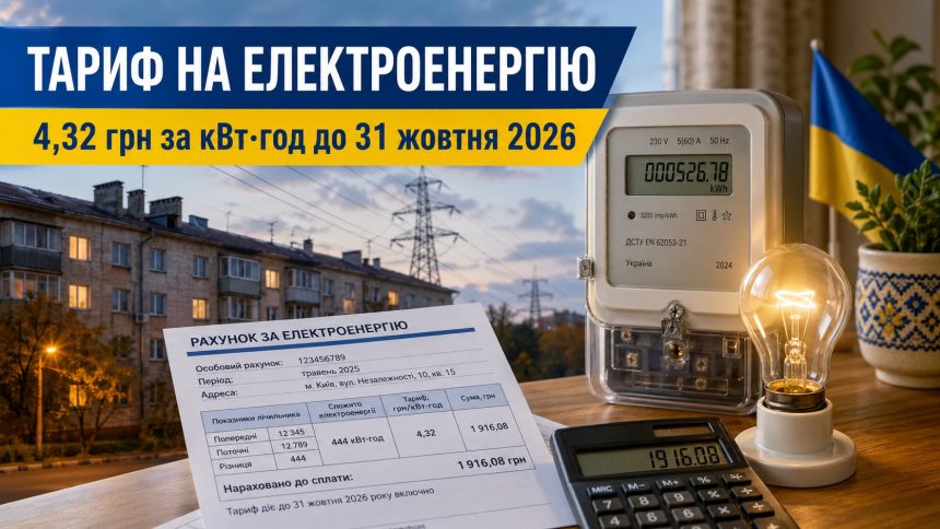 Тариф на електроенергію 2026: як зміниться та скільки платитимуть українці до 31 жовтня