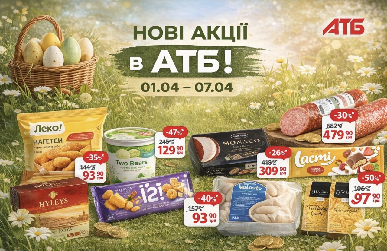 Нові акції в АТБ з 01.04 по 07.04: які продукти можна купити зі знижками до -50% і заощадити