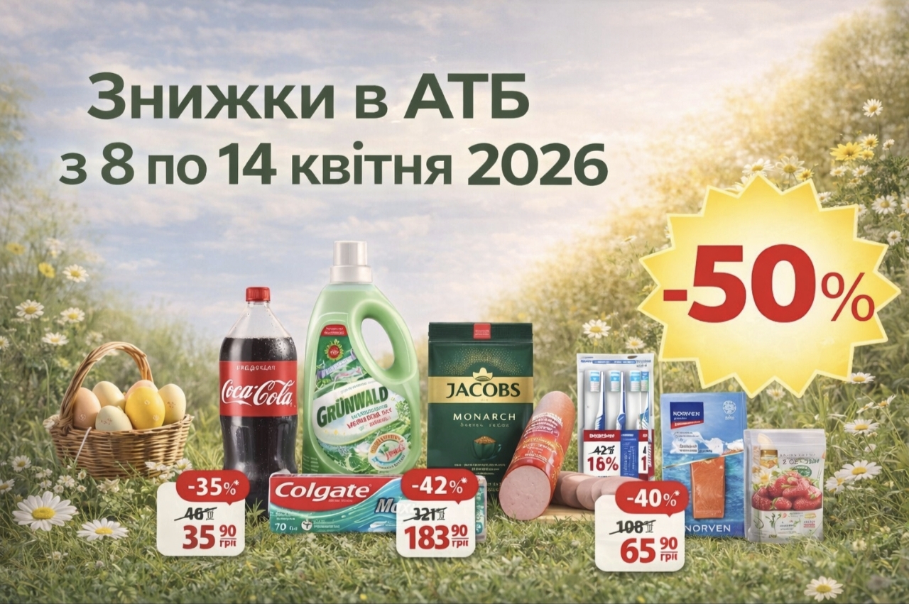 Що можна купити зі знижкою в АТБ з 8 по 14 квітня 2026 року — свіжий список акційних товарів