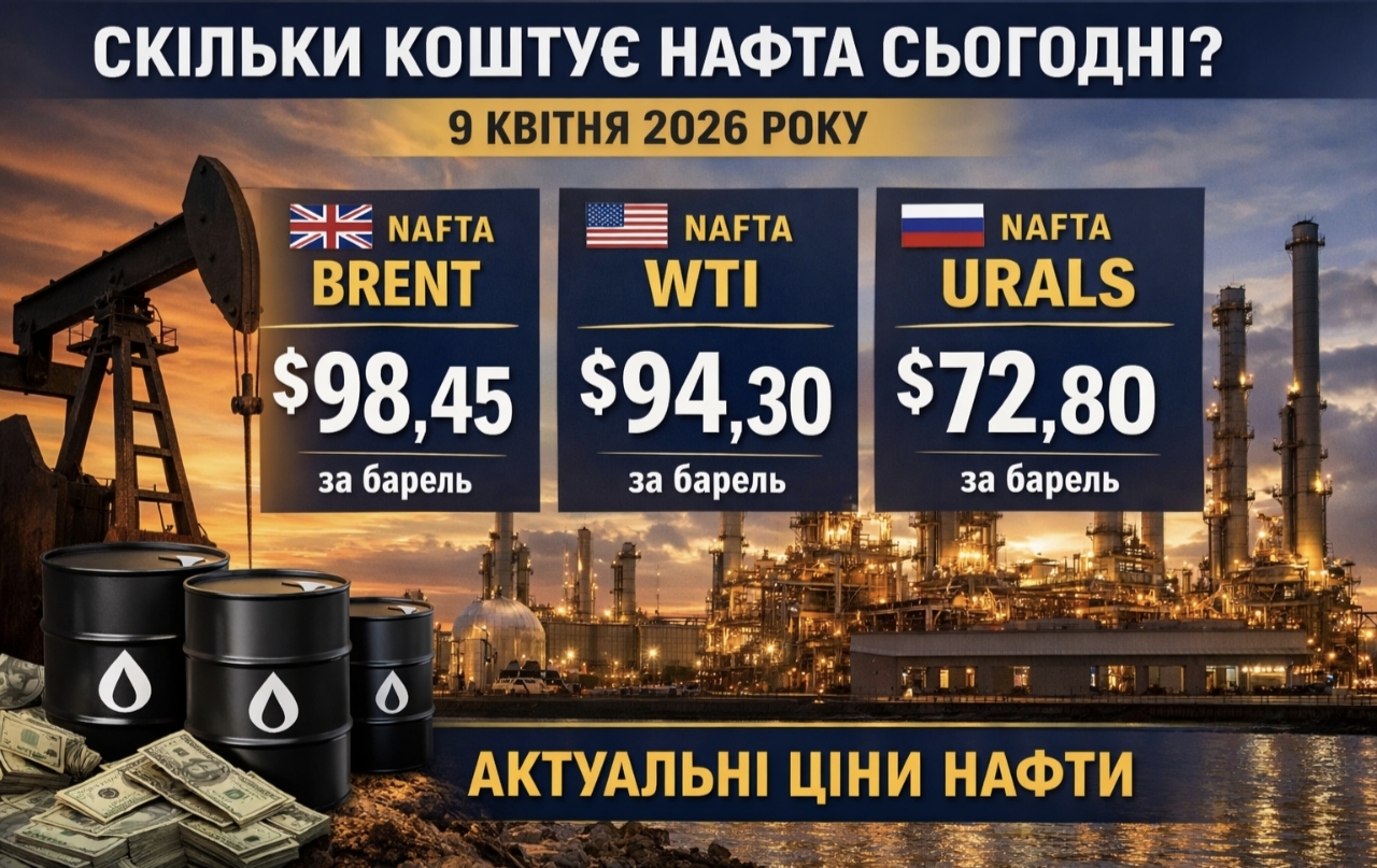 Скільки коштує нафта сьогодні: актуальна ціна Brent, WTI та Urals 9 квітня 2026 року та скільки становить барель