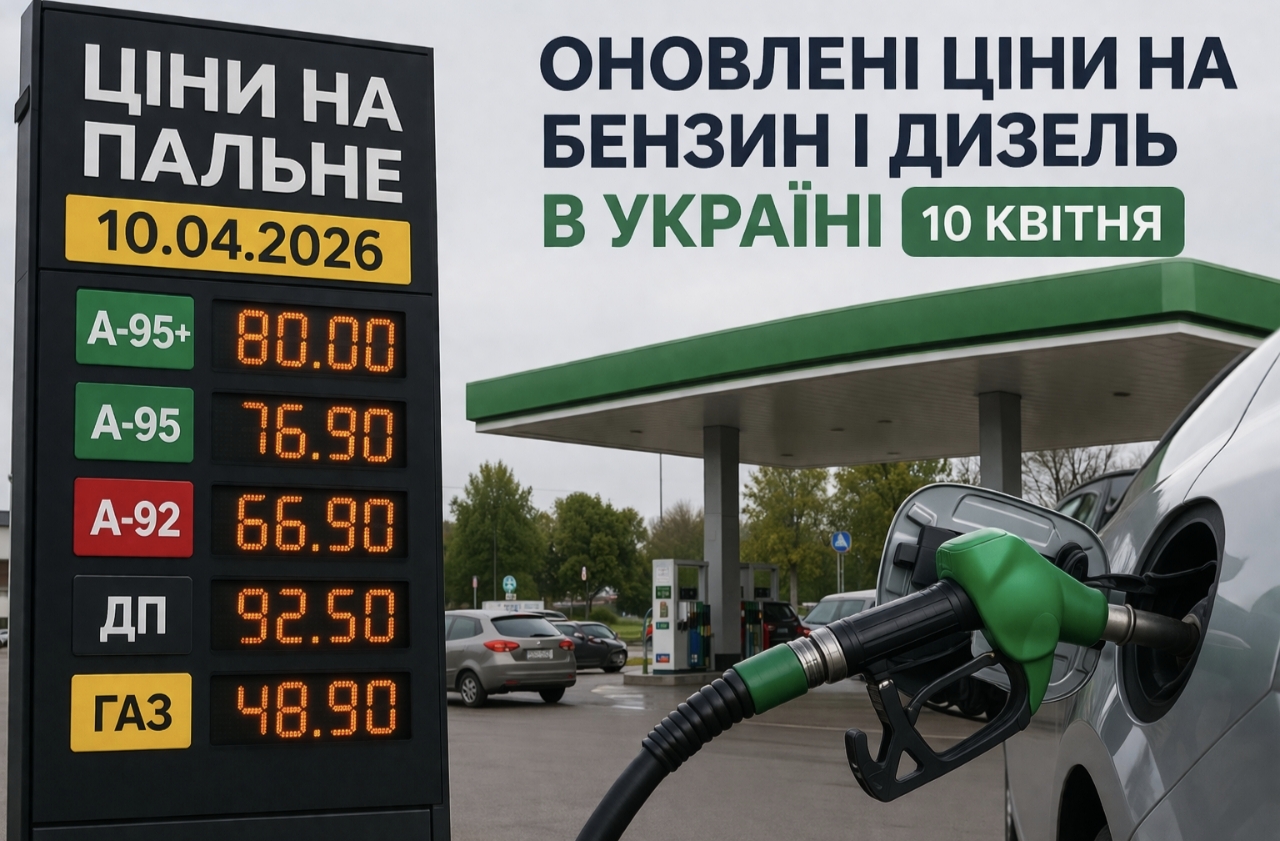Актуальні ціни на бензин, дизель і газ на АЗС України 10 квітня 2026 року: скільки коштує літр пального сьогодні