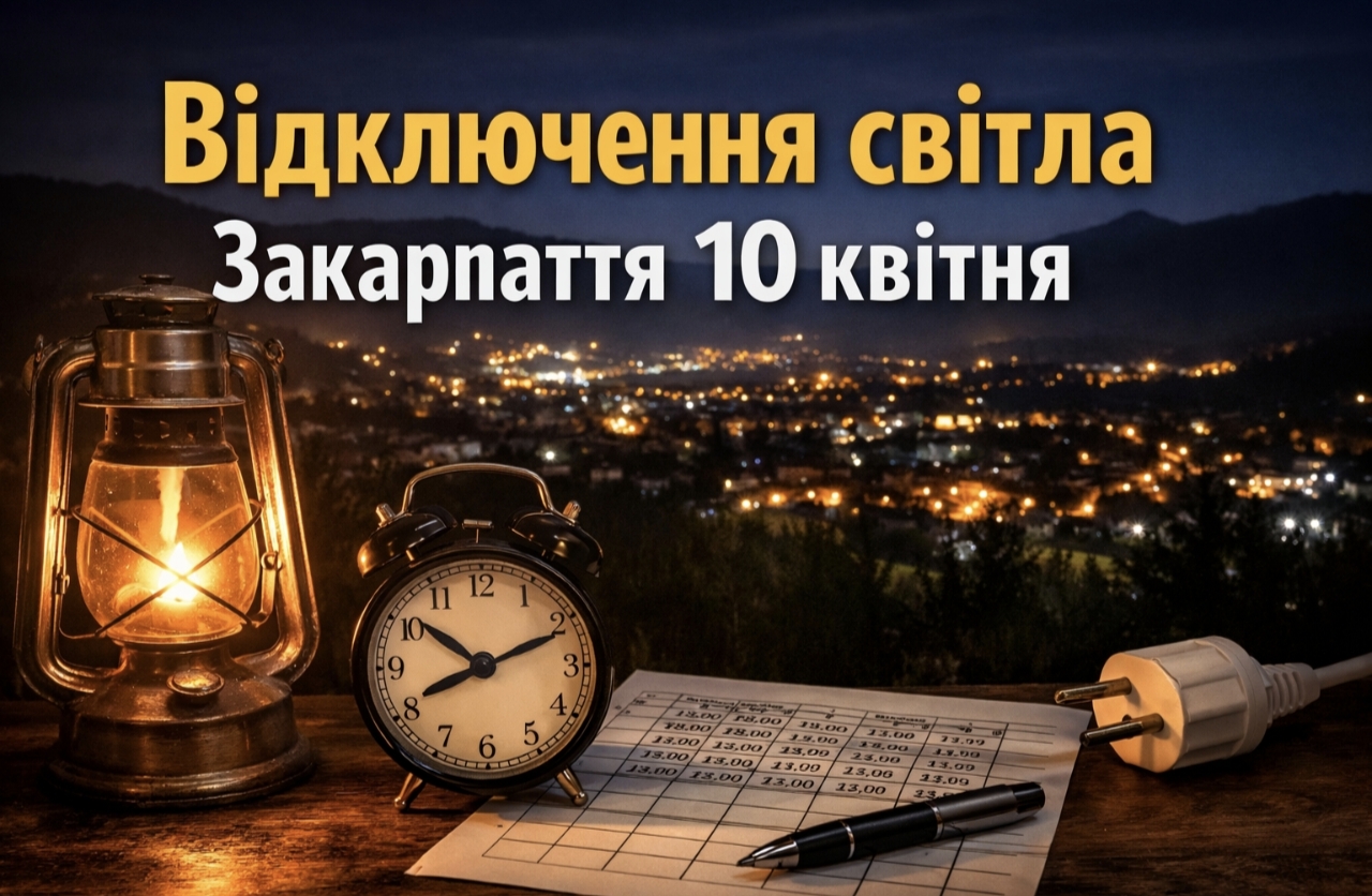Коли, де і скільки триватимуть відключення світла на Закарпатті 10 квітня 2026 року