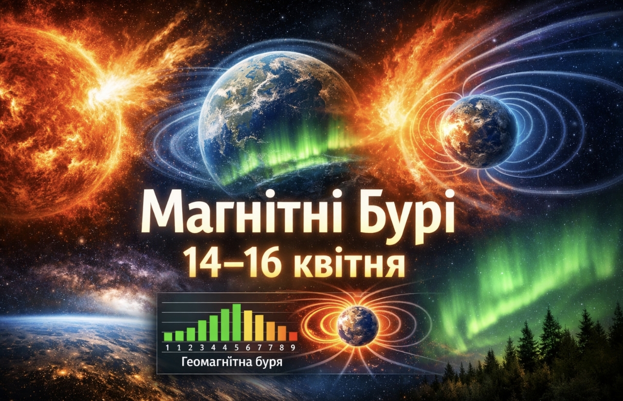Магнітні бурі 14–16 квітня 2026: який K-індекс сьогодні та як сонячна активність вплине на самопочуття
