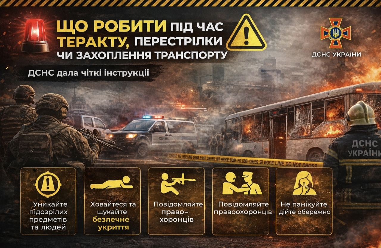 Що робити під час теракту, перестрілки чи захоплення транспорту: чіткі інструкції від ДСНС