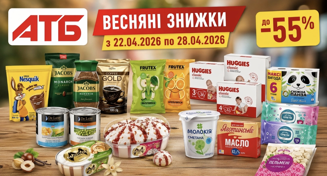 Товар тижня в АТБ 21-28 квітня 2026 — що можна купити зі знижкою до 50%