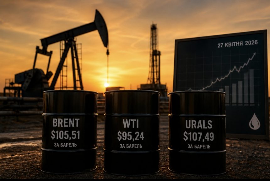 Скільки коштує нафта сьогодні: актуальна ціна Brent, WTI та Urals 27 квітня 2026 року та скільки становить барель