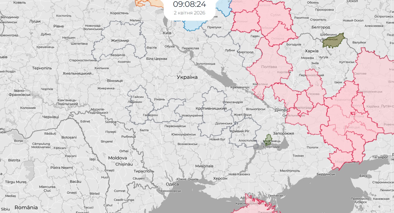 Повітряна тривога в Україні 2 квітня 2026: онлайн-карта сирен у режимі реального часу