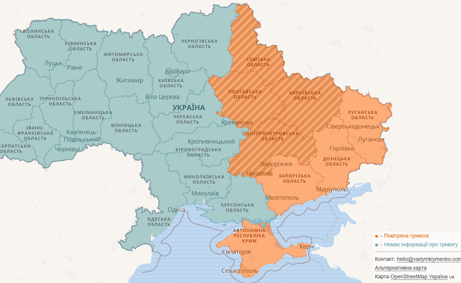 Повітряна тривога в Україні 6 квітня 2026: онлайн-карта сирен у режимі реального часу