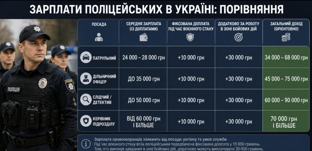Скільки становитиме мінімальна зарплата поліцейського у 2026 році та від чого вона залежатиме