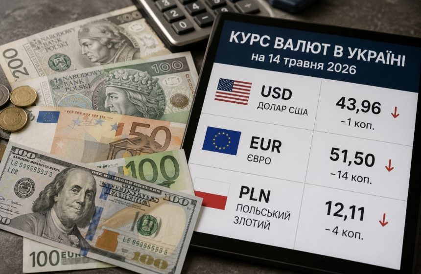 Курс валют на 14.05.2026: скільки коштують долар євро і злотий