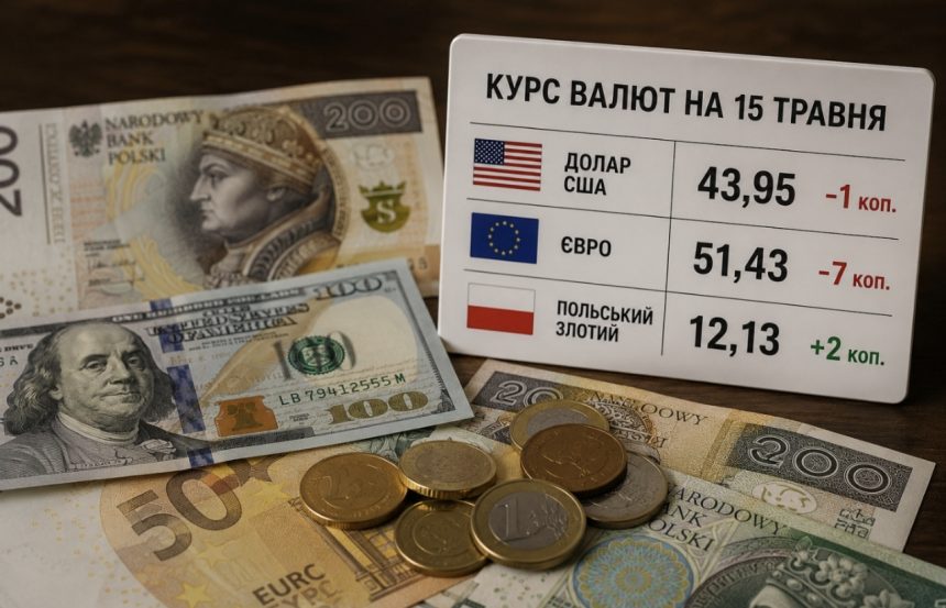 Курс валют на 15.05.2026: скільки коштують долар євро і злотий