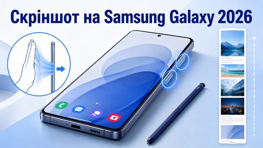 Як зробити скріншот на Samsung Galaxy в 2026: кнопки, жести, Bixby та S Pen