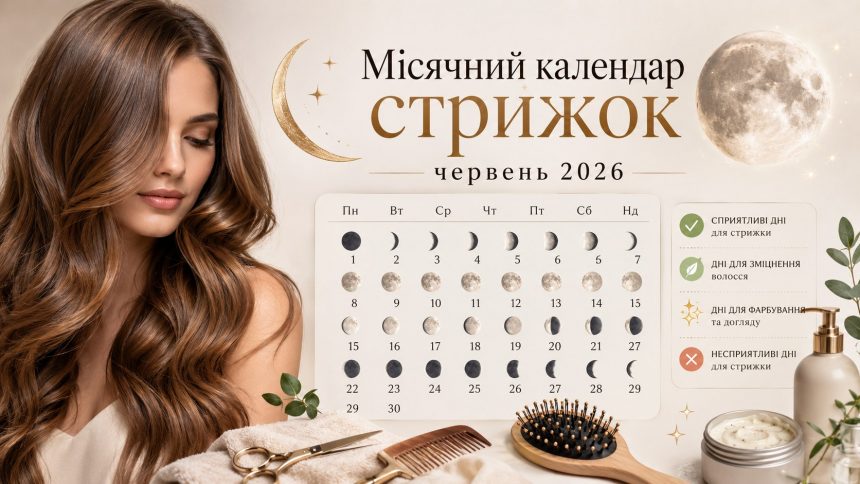 Місячний календар стрижок червень 2026: найкращі дні для стрижки та догляду за волоссям