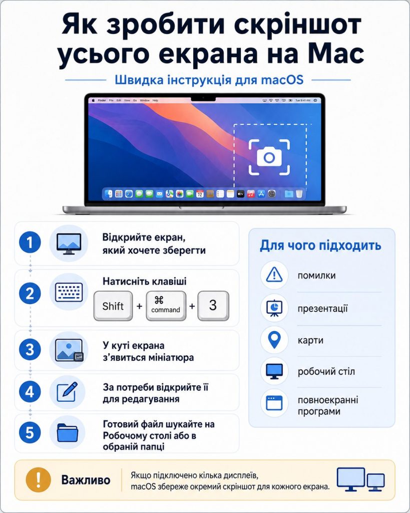Як зробити скріншот на macOS у 2026 році: повна інструкція для користувачів MacBook