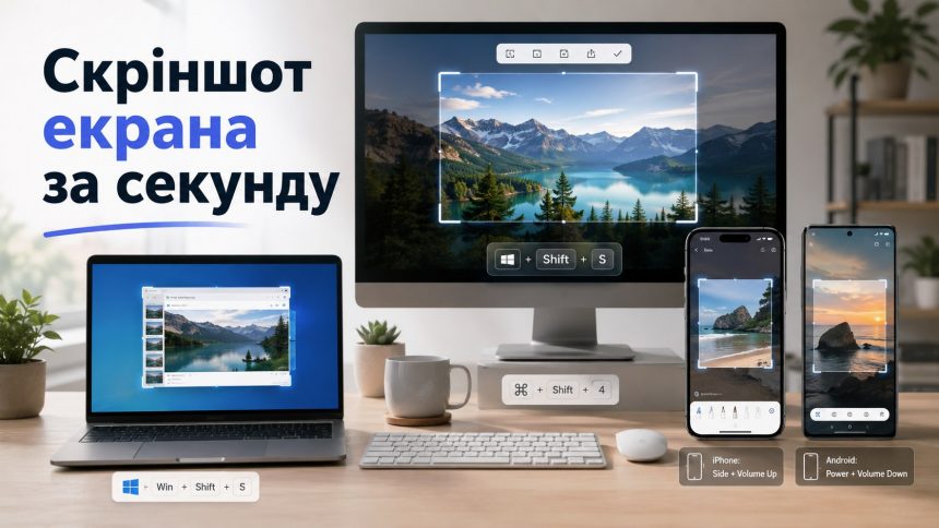 Як зробити скріншот на ноутбуці, ПК, iPhone та Android: повна інструкція 2026