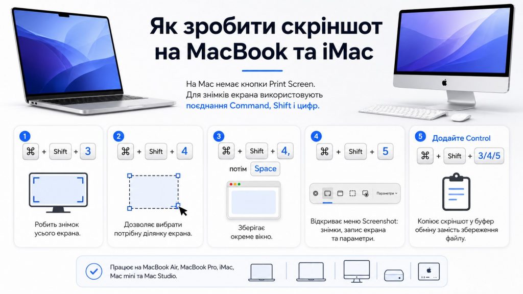 Як зробити скріншот на ноутбуці, ПК, iPhone та Android: повна інструкція 2026