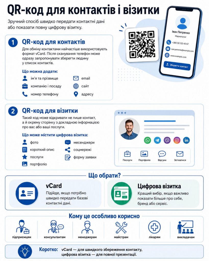 Як зробити QR-код онлайн безкоштовно: для посилання, Wi-Fi, контактів і візитки