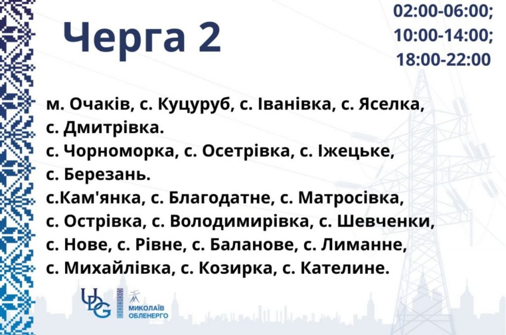 Графік відключень світла Миколаїв та Миколаївська область 1 травня 2026: де не буде електроенергії сьогодні