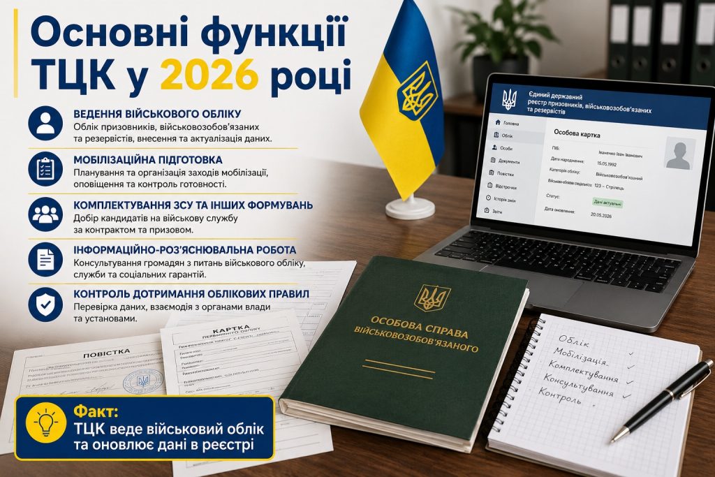 ТЦК та СП 2026: що це таке, функції, права громадян і відмінність від військкомату