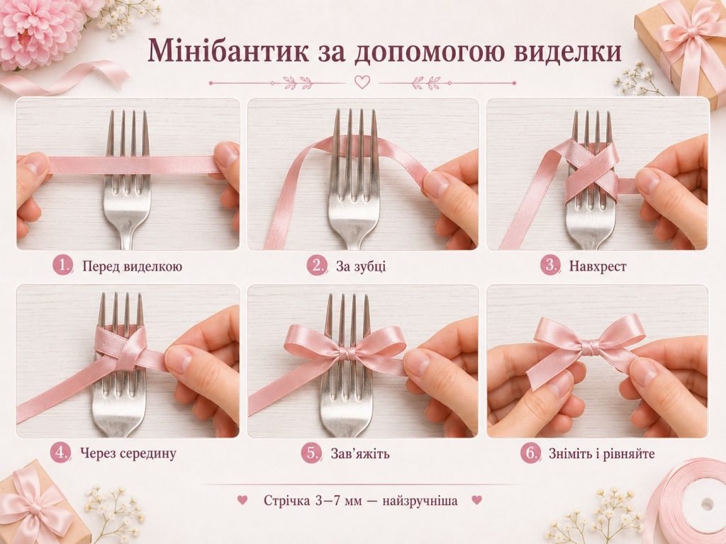 Як зав’язати бантик зі стрічки: класичний, на пальцях, з вусиками і на вилці