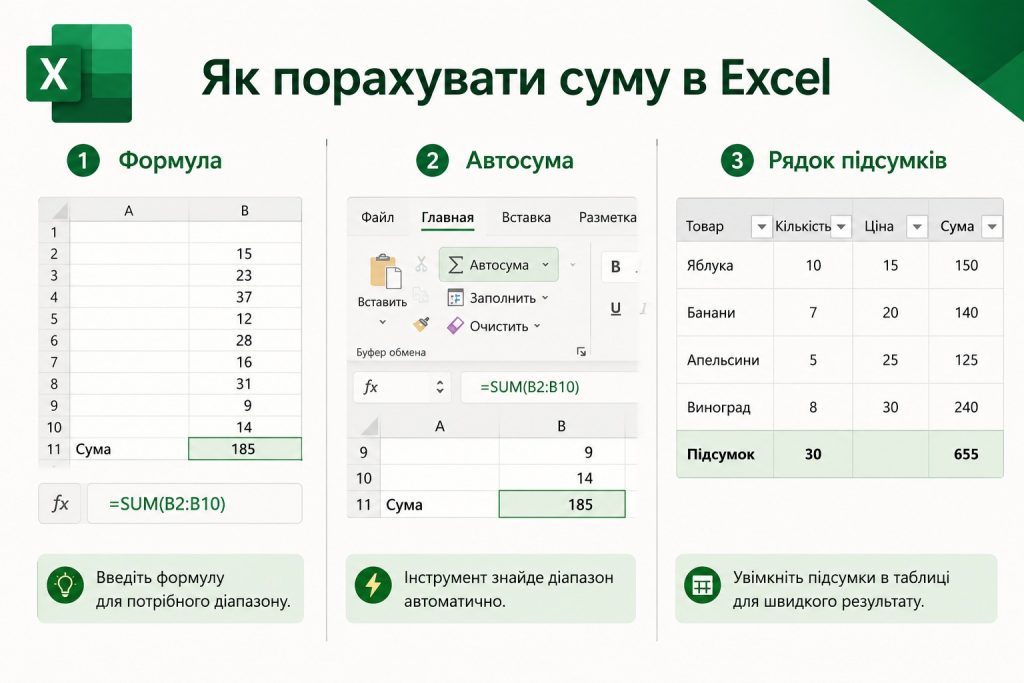 Як зробити таблицю в Excel: покроково з форматуванням, фільтрами, формулами і сумою