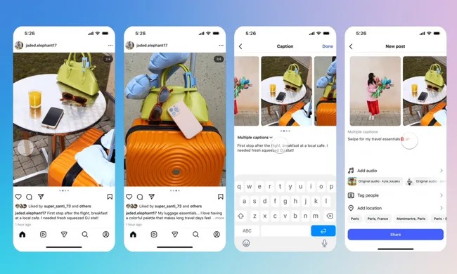 Instagram запустив окремі підписи для фото в каруселі — як додати текст до кожного слайда