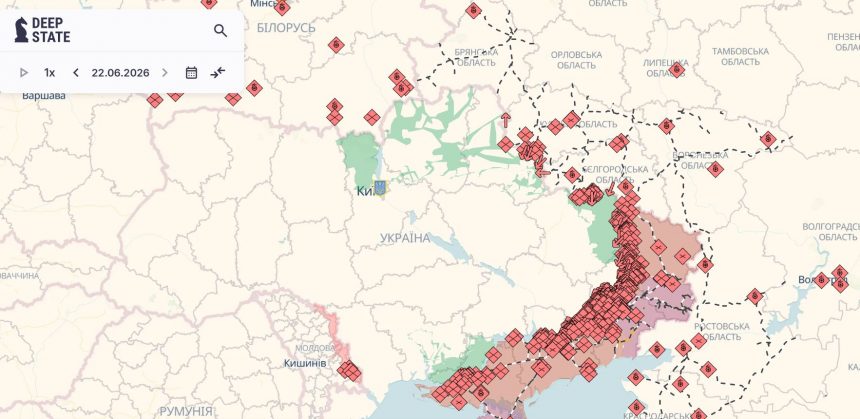 Карта бойових дій в Україні 22-23 червня 2026: де дивитися онлайн і що показує фронт сьогодні