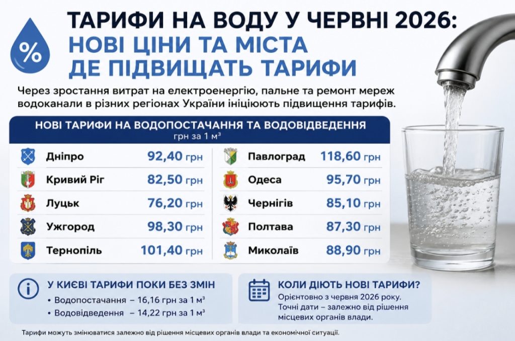 Коли підвищать тарифи на воду в Україні та кого торкнуться нові ціни