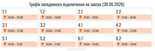 Відключення світла 30 червня 2026 в Україні: в яких областях не буде електрики завтра