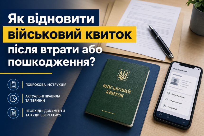 Як відновити військовий квиток у 2026 році: заява в ТЦК, штраф і терміни