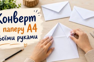 Як зробити конверт з паперу А4: покрокова інструкція без клею, з клеєм і оригамі