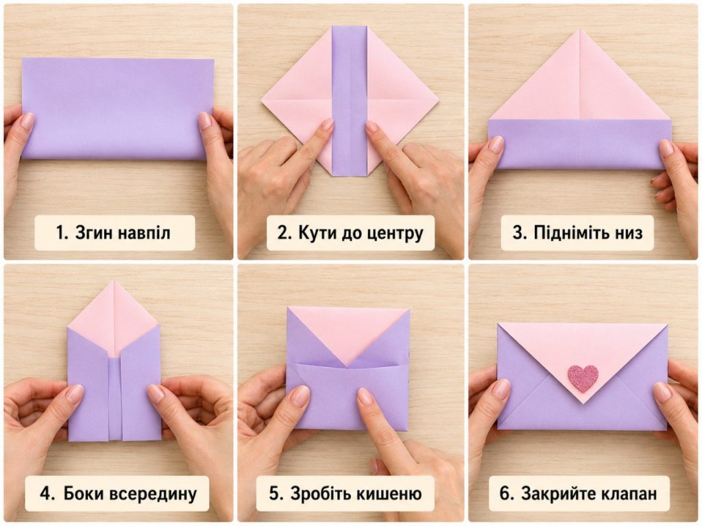 Як зробити конверт з паперу А4: покрокова інструкція без клею, з клеєм і оригамі