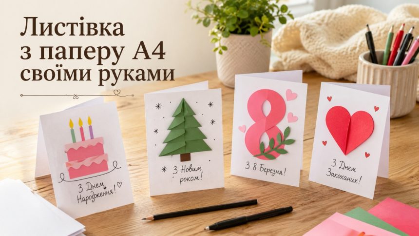 Як зробити листівку з А4 за 5 хвилин: ідеї для ДР, Нового року та 8 Березня