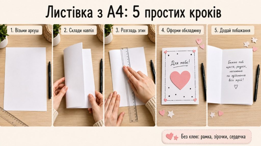 Як зробити листівку з А4 за 5 хвилин: ідеї для ДР, Нового року та 8 Березня