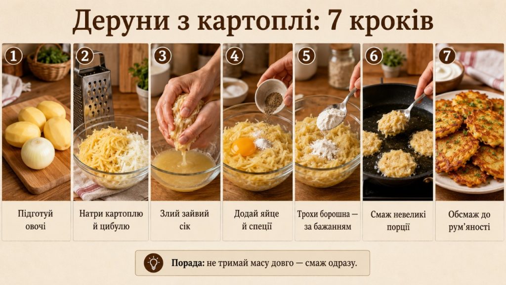 Як зробити деруни з картоплі: покроковий рецепт без зайвих інгредієнтів