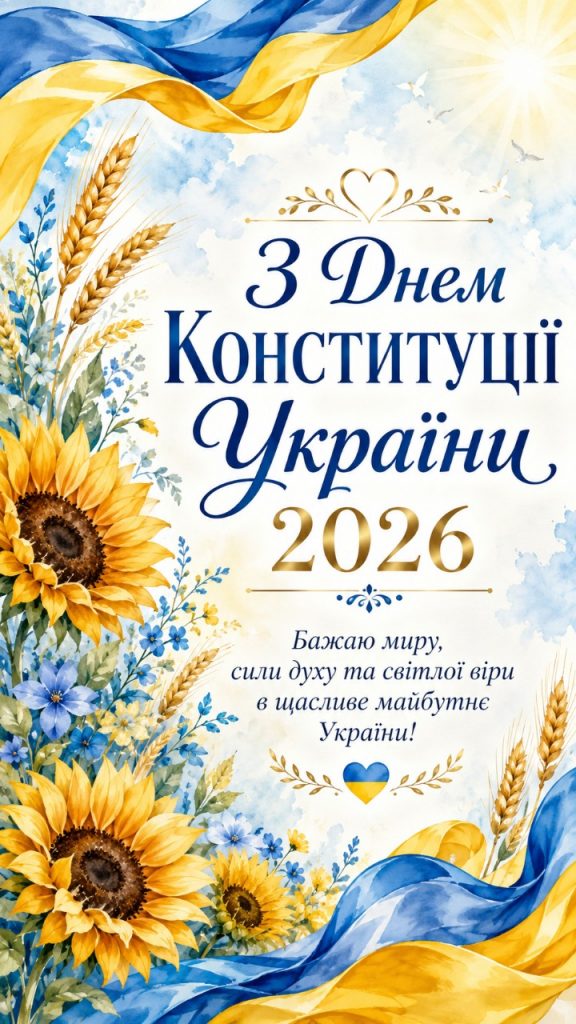 З Днем Конституції України 2026: побажання, картинки, СМС і листівки українською