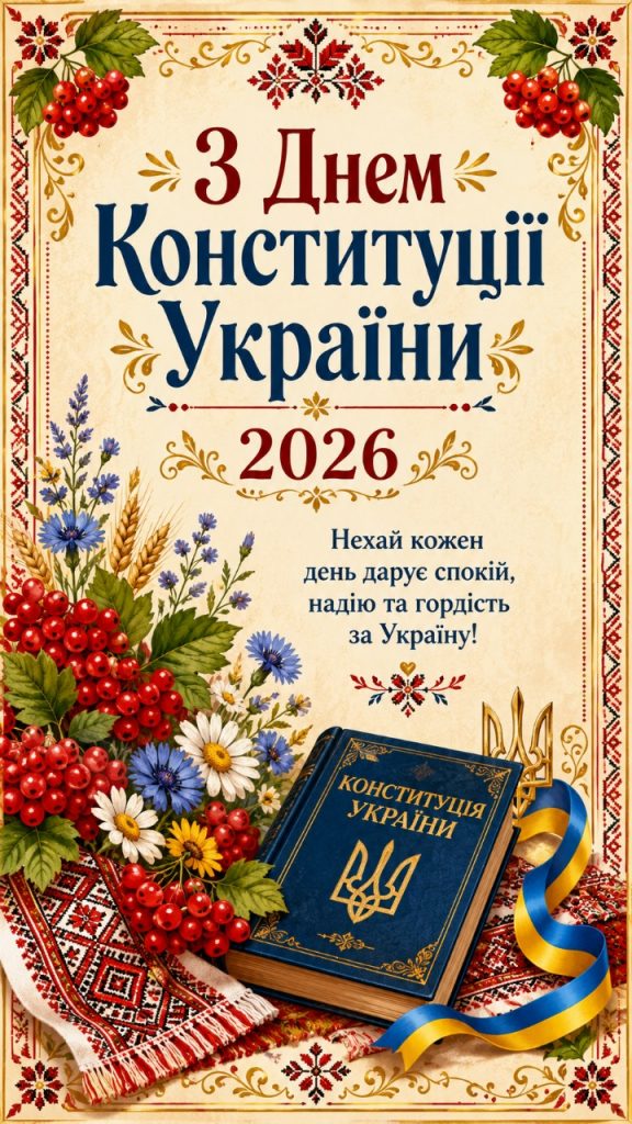 З Днем Конституції України 2026: побажання, картинки, СМС і листівки українською