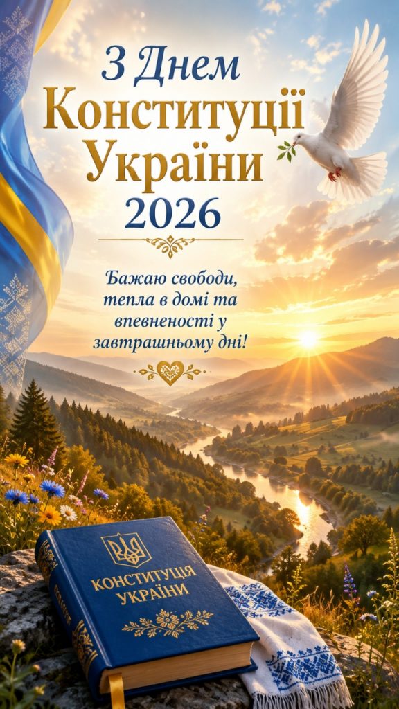З Днем Конституції України 2026: побажання, картинки, СМС і листівки українською