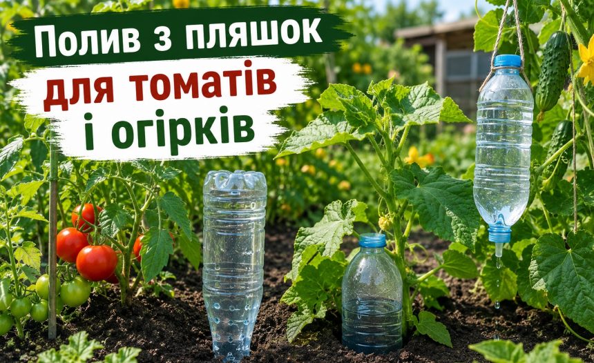 Крапельний полив з пляшок для огірків і томатів: 3 способи, отвори та схема розміщення