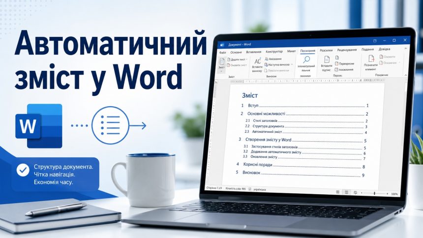 Як зробити зміст у Word автоматично та вручну: покрокова інструкція 2026