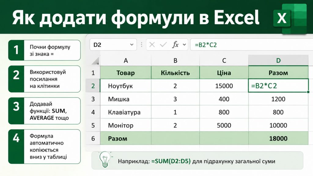 Як зробити таблицю в Excel: покроково з форматуванням, фільтрами, формулами і сумою