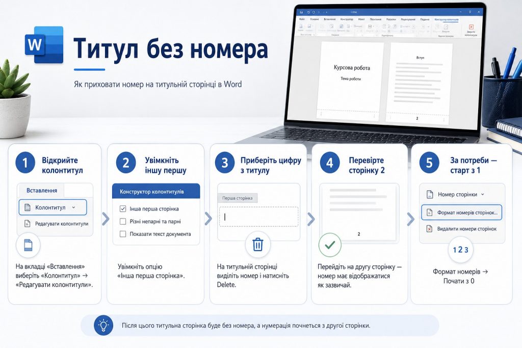 Як зробити нумерацію сторінок у Word: без титульного аркуша та з 3-ї сторінки